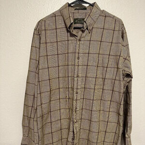 Orvis Men’s Signature Charles F. Orvis Plaid Button Down Large Wool Cotton Blend